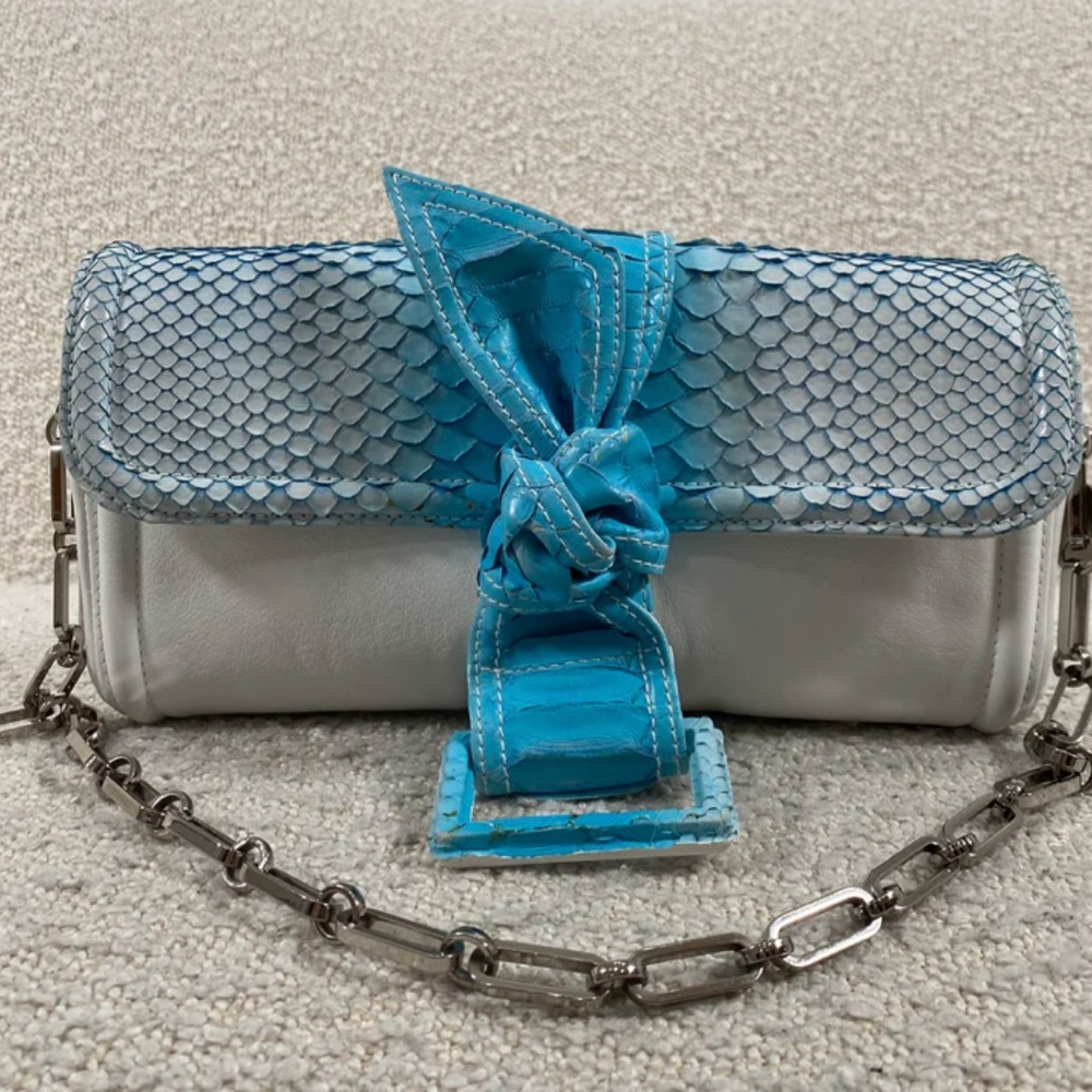 Authentic Pre-Owned Givenchy Blue White Python Bag Vintage - Picture 3 of 16